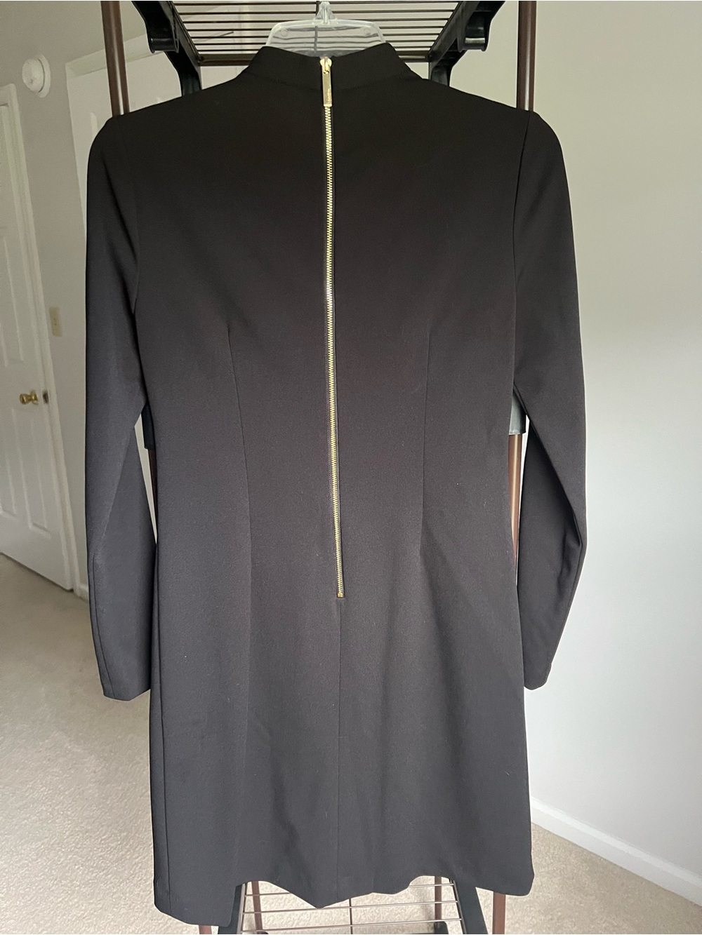 Calvin Klein Black Long-Sleeve Tie-Neck Shift Dress - Picture 3 of 3